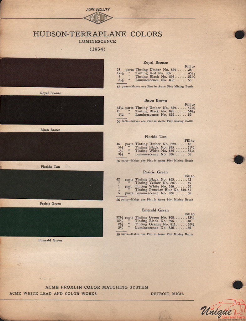 1934 Hudson Paint Charts Acme 2